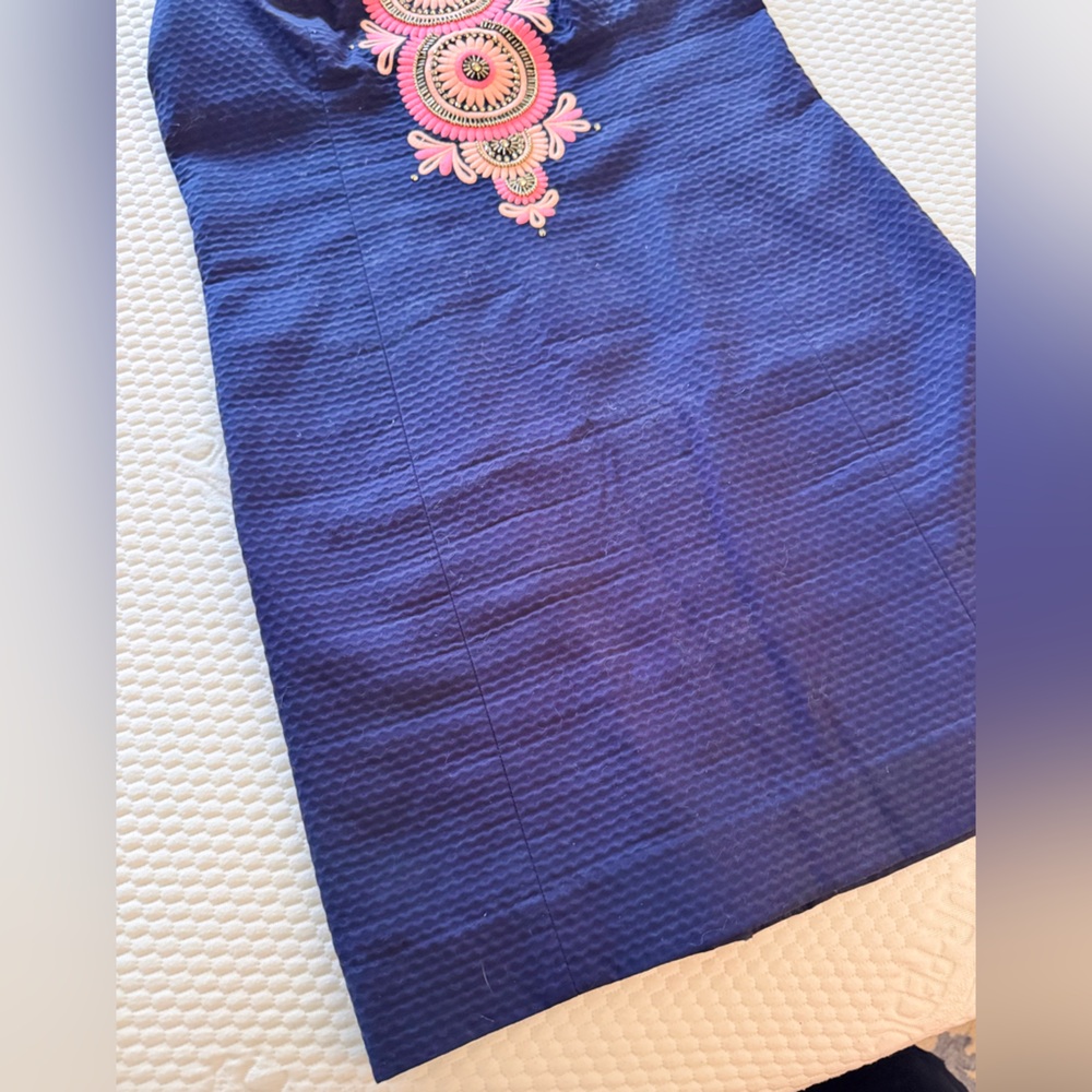 LILLY PULITZER Gabby Embroidered Beaded Navy Blue Mini Sleeveless Shift Dress - Picture 8 of 13
